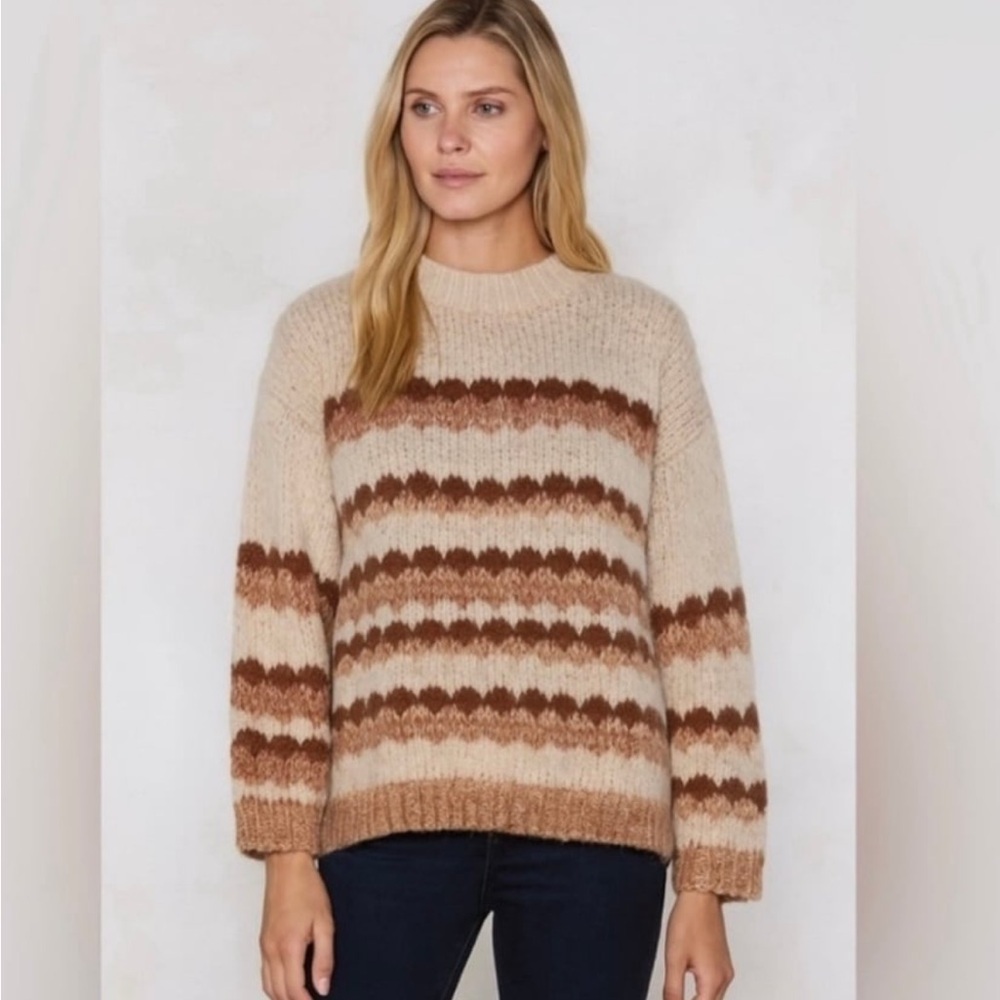Anthropologie Elsamanda knit brown sweater size Med; alpaca and wool blend